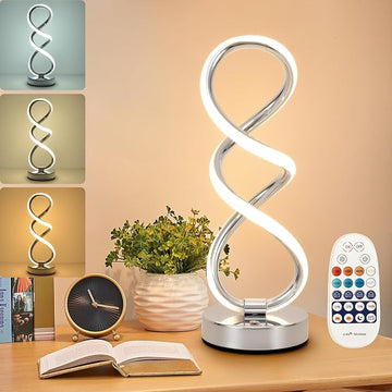 Moderne Spiral-LED-Tischlampe | Dimmbar, Silber
