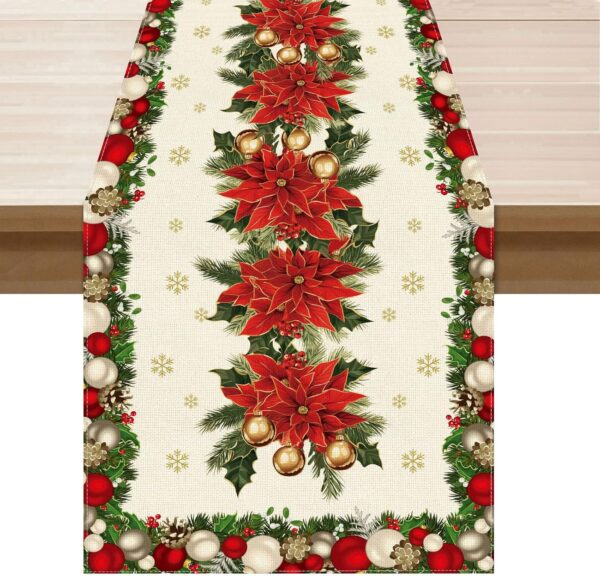 Christmas Poinsettia Table Runner