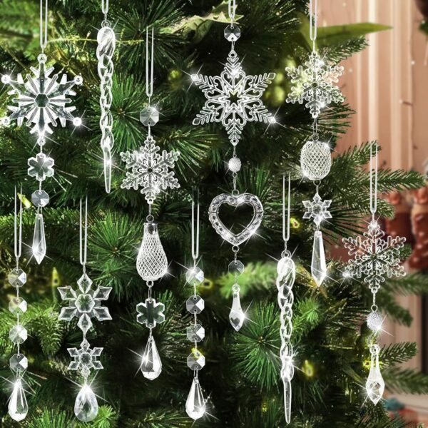 Crystal Snowflake Tree Ornaments