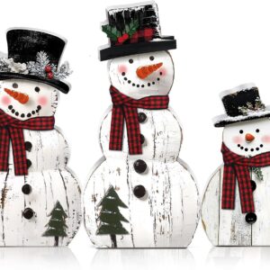 Rustic Wooden Snowman Decor Set